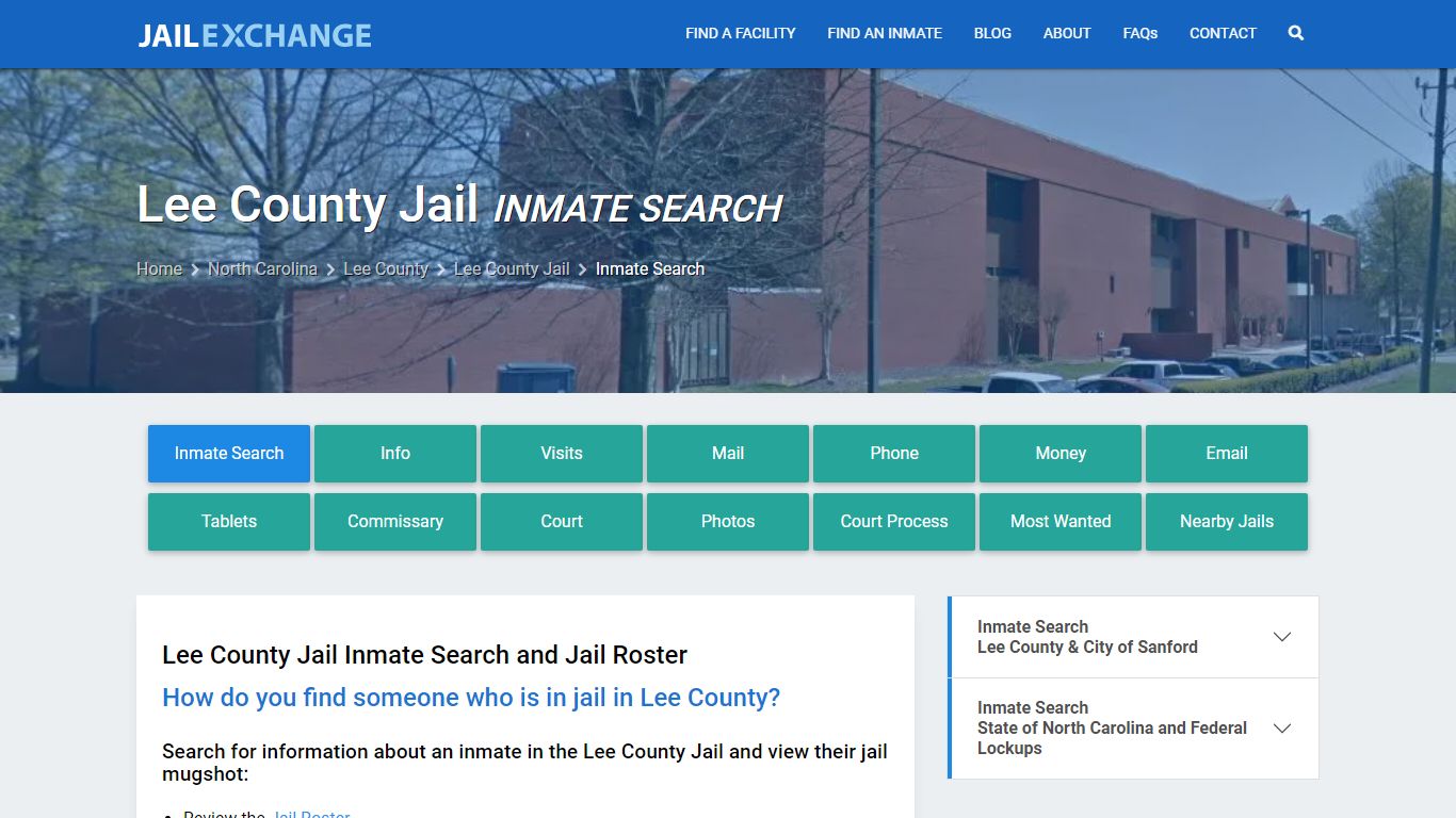 Inmate Search: Roster & Mugshots - Lee County Jail, NC